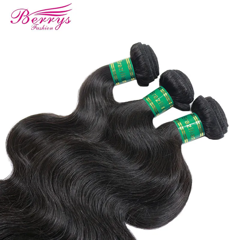 100% Virgin Hair Body Wave  3pcs/lot Human Hair Bundles Natural Color Double Weft Hair extensions Berrys Fashion Red band Hair