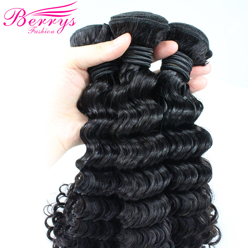 3 Bundles Deep Wave Brazilian Raw Hair With Closure Unprocessed 100% Raw Hair with 4x4 Lace Closure