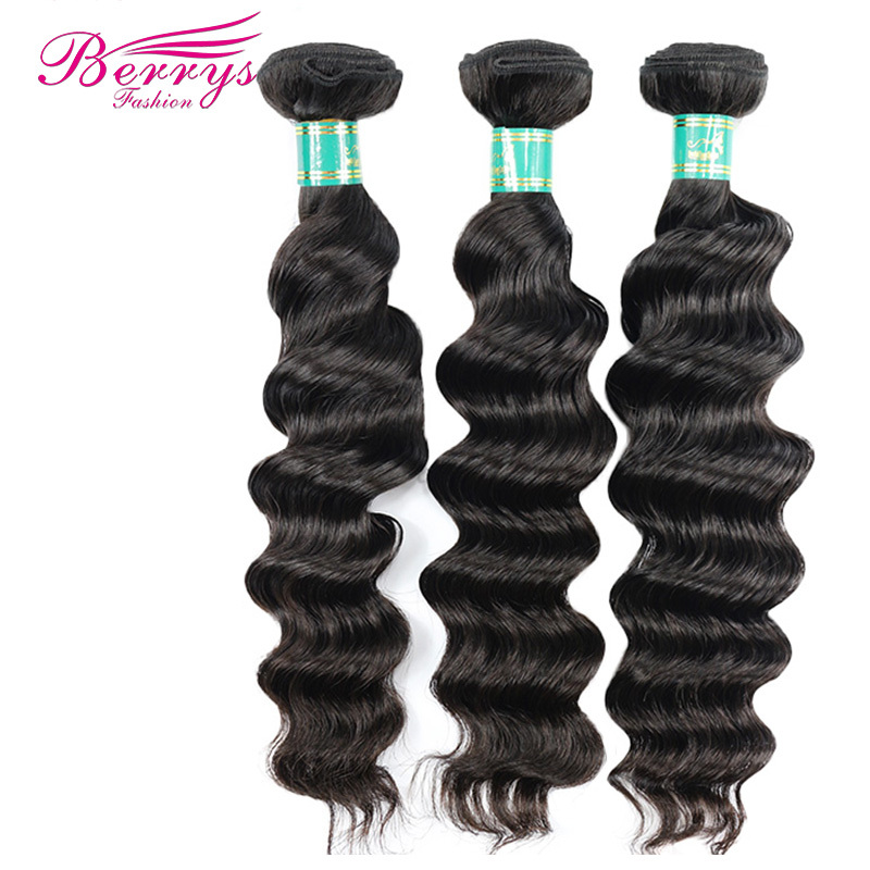 Berrys Fashion 3 Bundles Loose Wave 100% Virgin Hair With with 4x4 Lace Closure