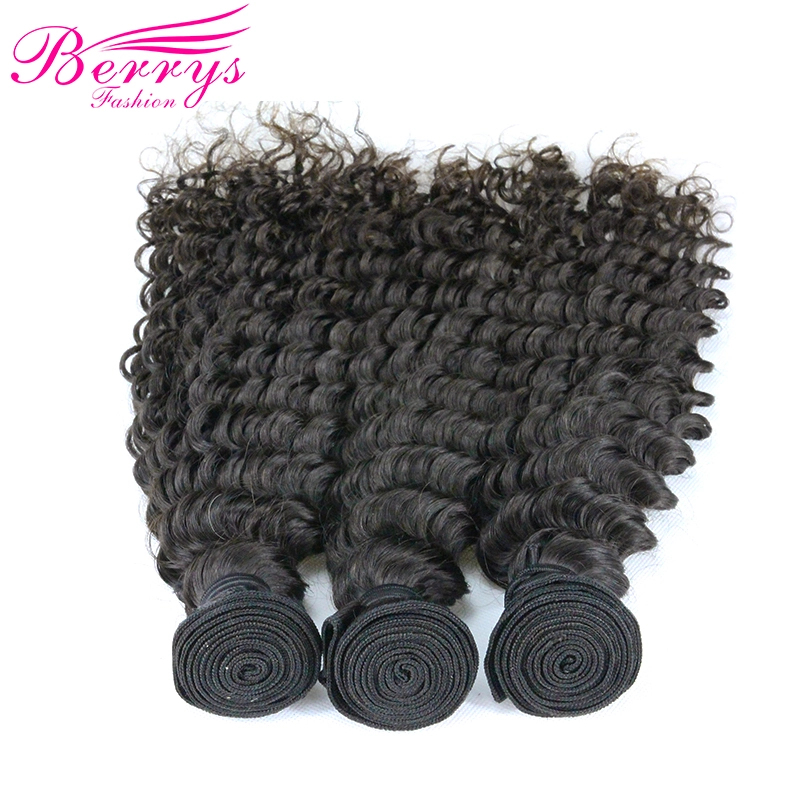 Berrys Fashion  Deep Wave Hair 3 Bundles &amp; 1 Frontal 100% Remy Human Hair with Afforable Price