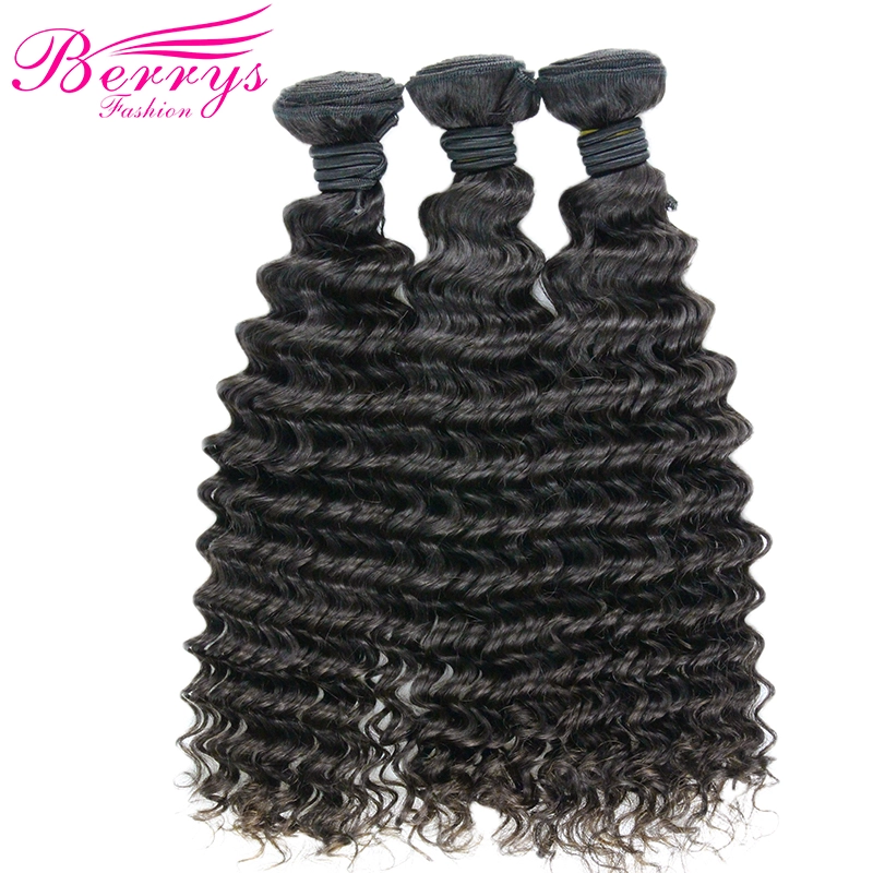 Berrys Fashion  Deep Wave Hair 3 Bundles &amp; 1 Frontal 100% Remy Human Hair with Afforable Price