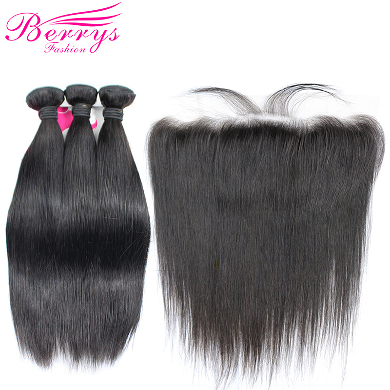 Berrys Fashion  Straight Hair 3 Bundles & 1 Frontal 100% Remy Human Hair with Afforable Price