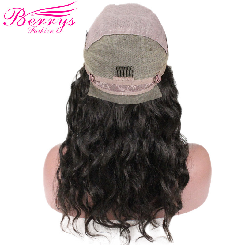 Berrys Fashion Hair 100% Virgin Human Hair Water Wave 1b Color Full Lace Wig 130% Density with Bleached Knots