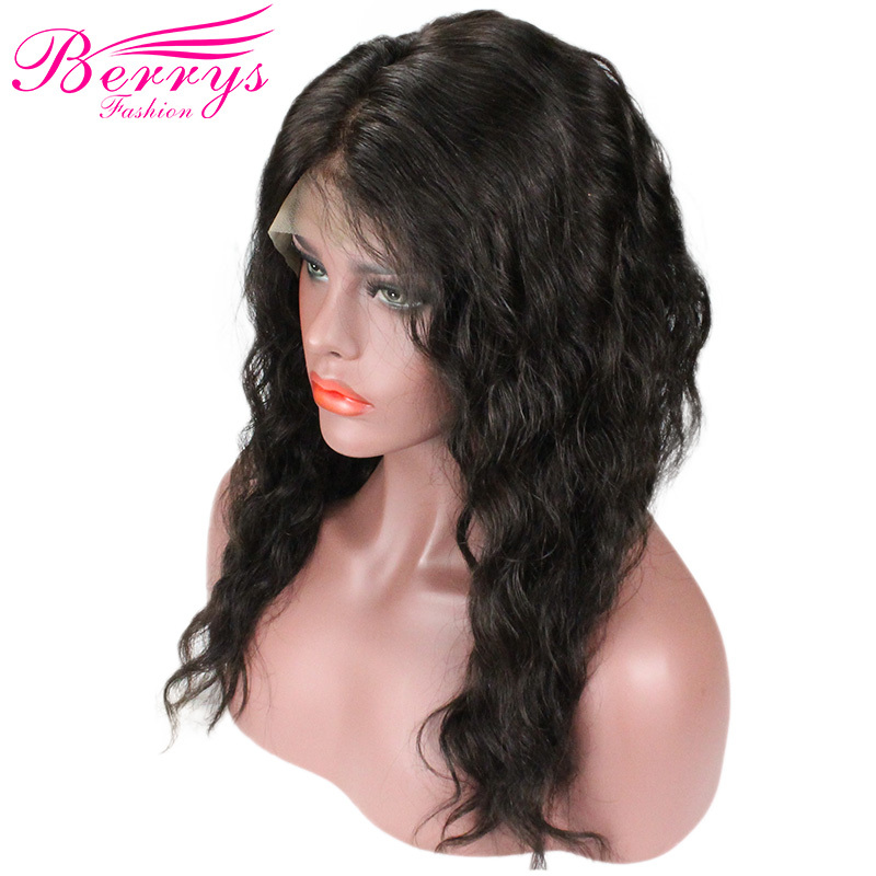 Berrys Fashion Hair 100% Virgin Human Hair Water Wave 1b Color Full Lace Wig 130% Density with Bleached Knots