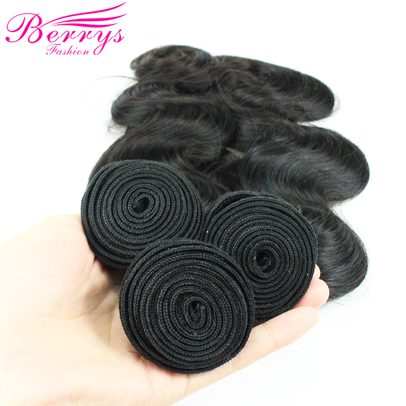 100% Virgin Hair Body Wave  3pcs/lot Human Hair Bundles Natural Color Double Weft Hair extensions Berrys Fashion Red band Hair