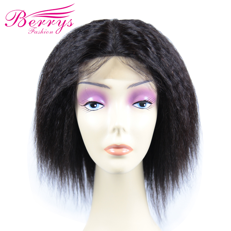 New Arrival 100% Virgin Human Hair Kinky Straight 4*4 Lace Closure Wig Berrys Fashion Hair