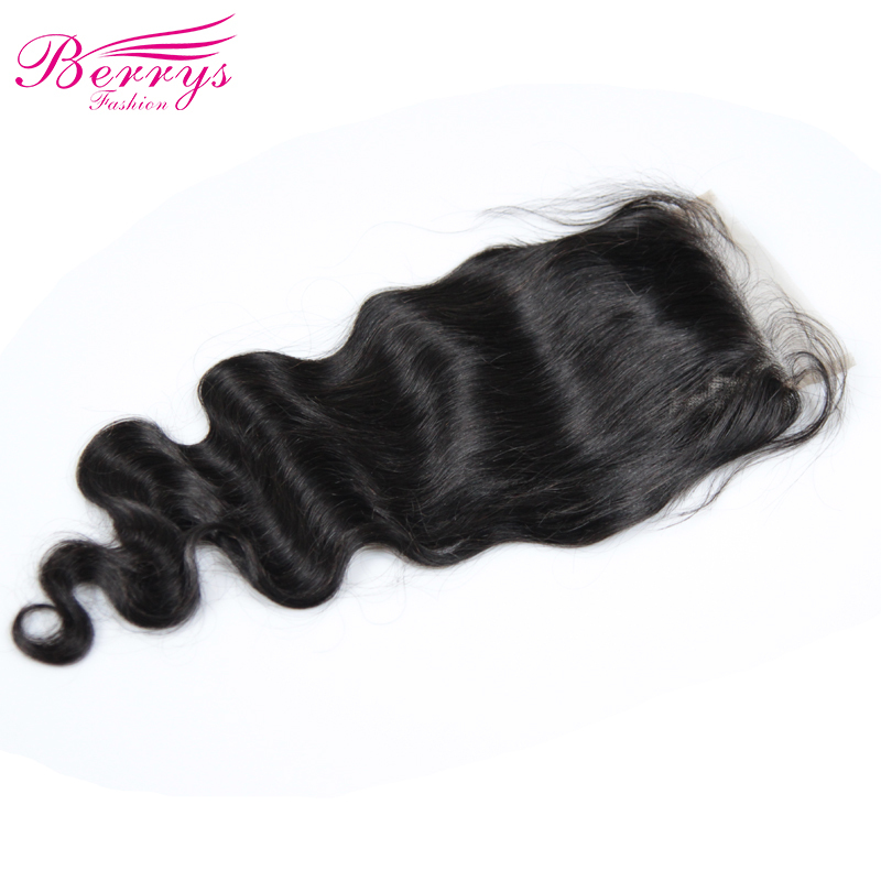 [Berrys Fashion] Lace Closure Body Wave Bleached Knots 4*6 Lace Unprocessed Virgin Human Hair Free Part Brazilian Body Closure