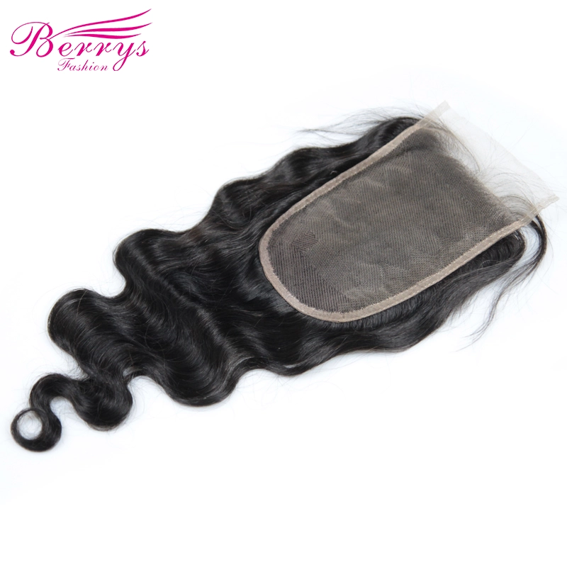 [Berrys Fashion] Lace Closure Body Wave Bleached Knots 4*6 Lace Unprocessed Virgin Human Hair Free Part Brazilian Body Closure