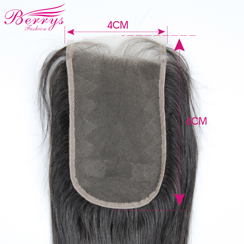 [Berrys Fashion] Lace Closure Straight Bleached Knots 4*6 Lace Unprocessed Virgin Human Hair Free Part Brazilian Body Closure