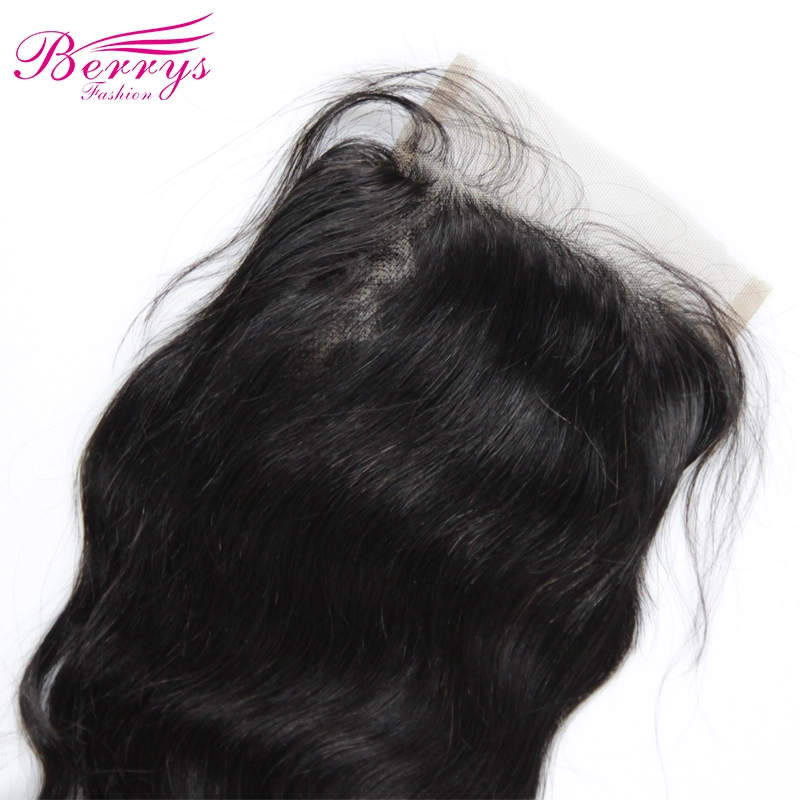 [Berrys Fashion] Lace Closure Body Wave Bleached Knots 4*6 Lace Unprocessed Virgin Human Hair Free Part Brazilian Body Closure