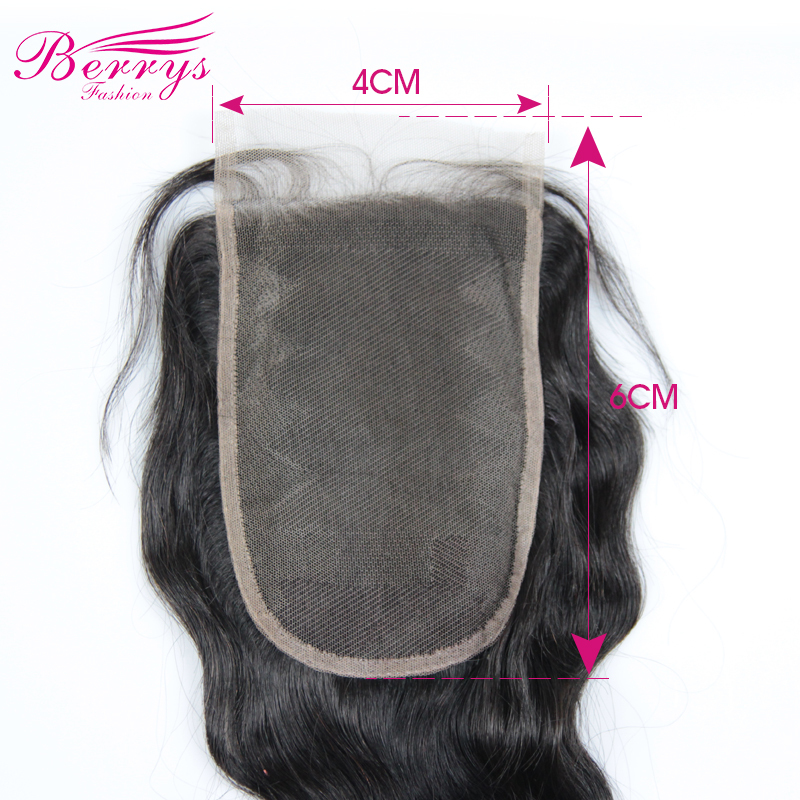 [Berrys Fashion] Lace Closure Body Wave Bleached Knots 4*6 Lace Unprocessed Virgin Human Hair Free Part Brazilian Body Closure