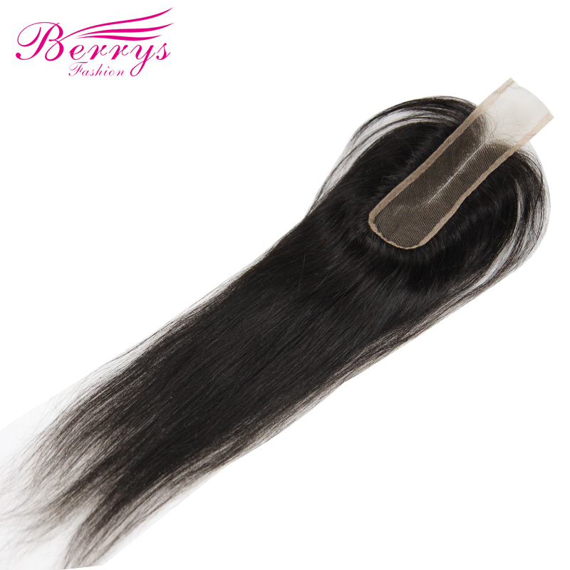 Berrys Fashion] Straight Medium Part 2*6  Lace closure Brazilian 100% Human hair 8-22 inches Natural Hairline bleached knots