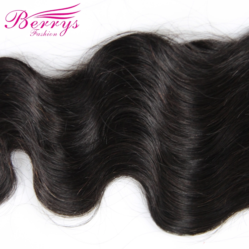 Berrys Fashion] Body Wave Medium Part 2*6  Lace closure Brazilian 100% Human hair 8-22 inches Natural Hairline bleached knots