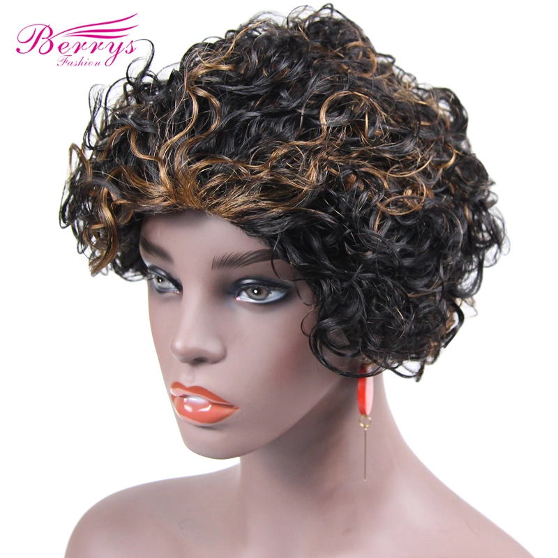 Berrys Fashion Hair Omber Kinky Curly Lace Pixie Cut Wigs 100% Human Hair  Frontal Lace Wig