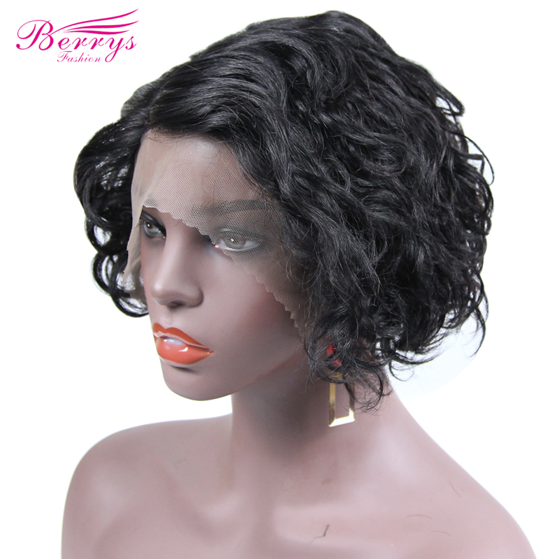 Water Wave Lace Pixie CutWigs 100% Virgin Human Hair Glueless Frontal Lace Wig