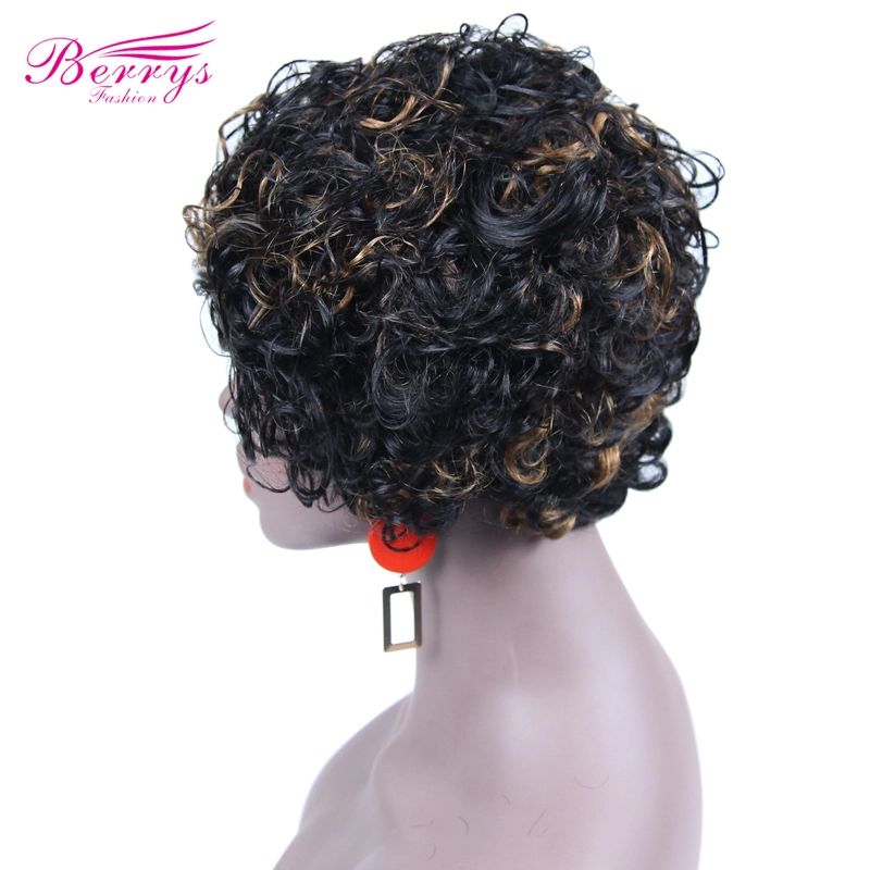 Berrys Fashion Hair Omber Kinky Curly Lace Pixie Cut Wigs 100% Human Hair  Frontal Lace Wig