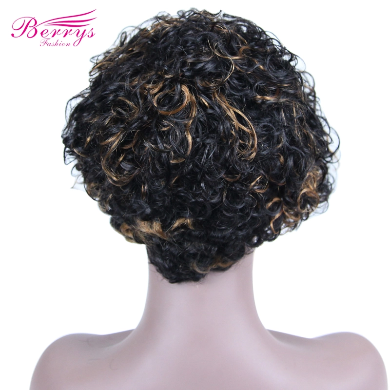 Berrys Fashion Hair Omber Kinky Curly Lace Pixie Cut Wigs 100% Human Hair  Frontal Lace Wig