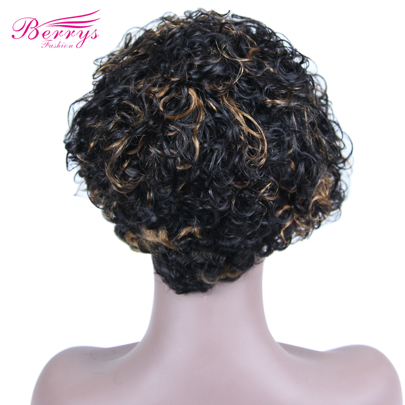 Berrys Fashion Hair Omber Kinky Curly Lace Pixie Cut Wigs 100% Human Hair  Frontal Lace Wig