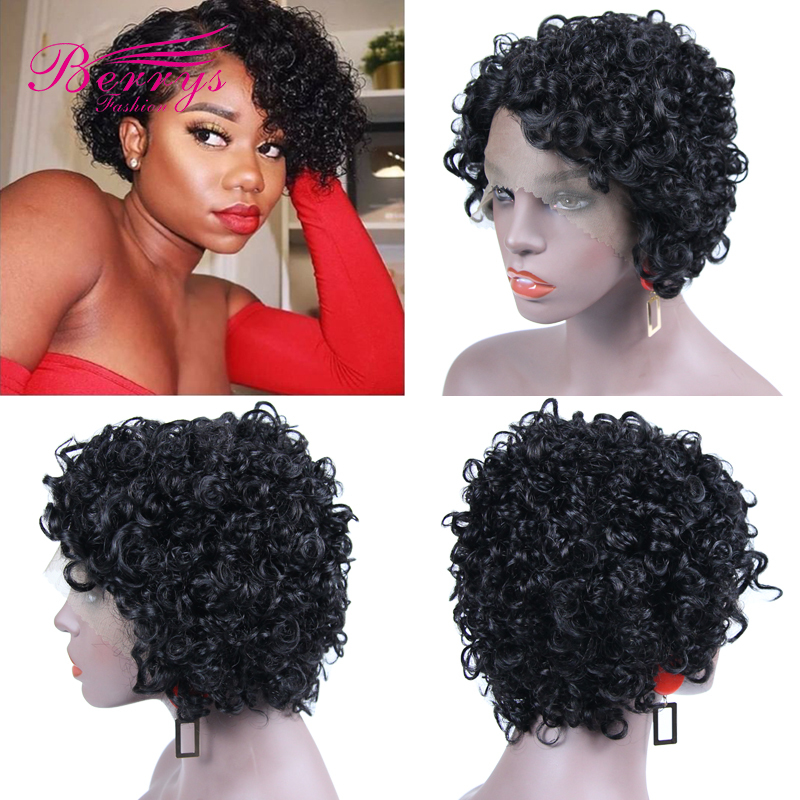 Berrys Fashion Hair Curly Hair Lace Pixie Cut Wigs 100% Human Hair  Frontal Lace Wig