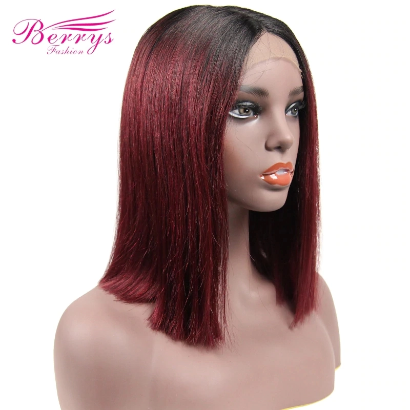 1b/#99J Short Lace Human Hair Wigs To Women Brazilian Straight Remy Human Hair No Smell Lace Front Human Hair Wig