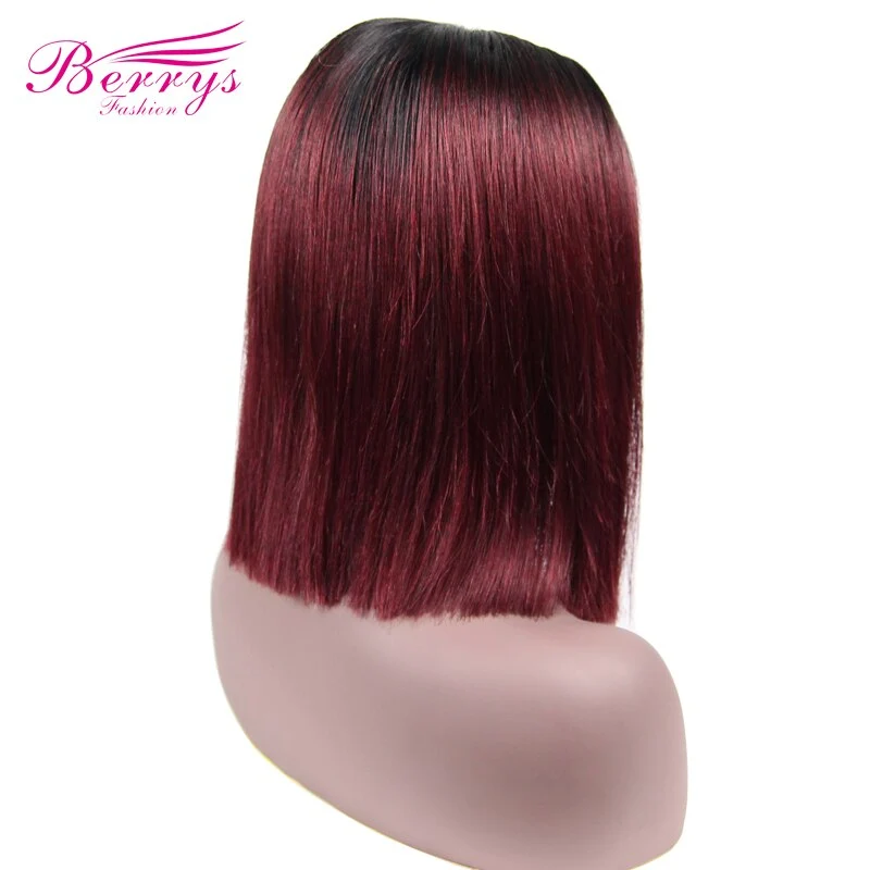 1b/#99J Short Lace Human Hair Wigs To Women Brazilian Straight Remy Human Hair No Smell Lace Front Human Hair Wig