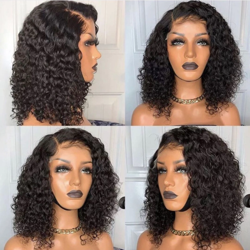 Curly Lace Front Human Hair Bob Wigs With Baby Hair Brazilian Virgin Hair Lace Frontal Human Hair Wigs For Women Pre-Plucked Wig