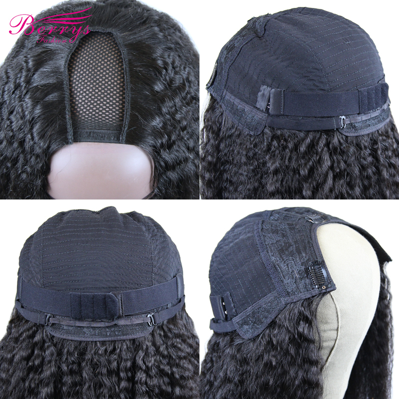 U Part Wigs New Arrivals Brazilian Kinky Stiraght Hair Extensions with  Bleached Knots Berrys Fashion