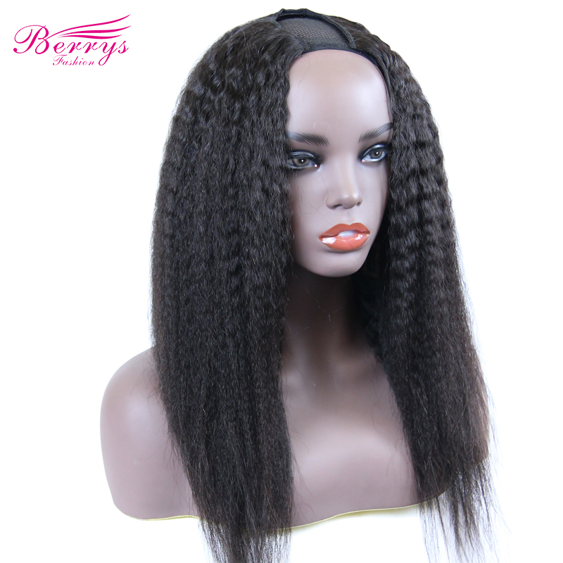 U Part Wigs New Arrivals Brazilian Kinky Stiraght Hair Extensions with  Bleached Knots Berrys Fashion