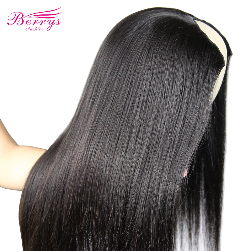 U Part Wigs Straight  Brazilian Virgin Hair Pre plucked Unprocessed 100% Virgin Human Hair Extensions Berrys Fashion