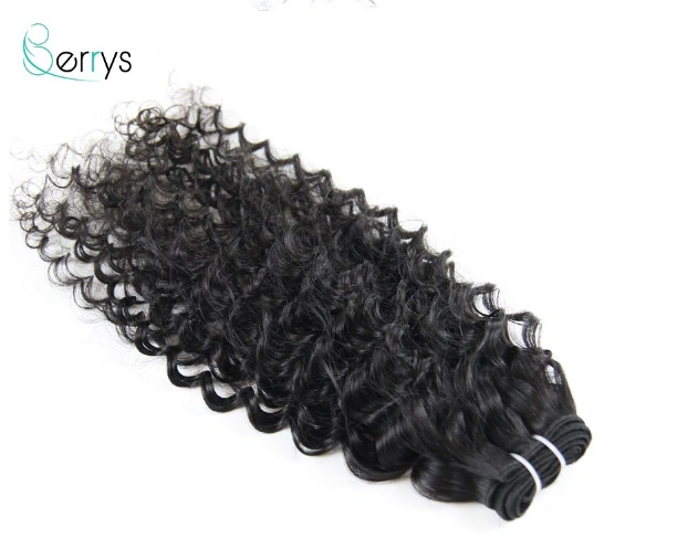 Deep Wave 1PCS Bundles 100% Human Hair Extensions Deep Curly Double Wefts Natural Color Berrys Peruvian Raw Hair