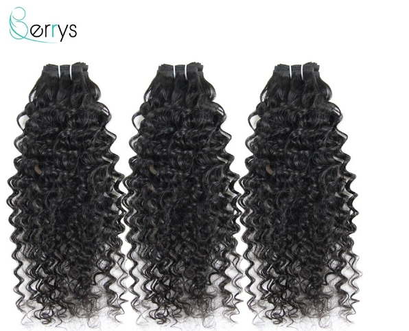 Deep Wave 1PCS Bundles 100% Human Hair Extensions Deep Curly Double Wefts Natural Color Berrys Peruvian Raw Hair