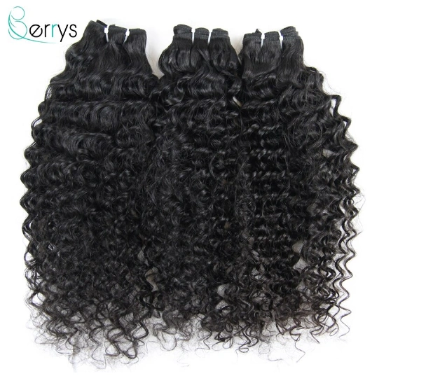 Deep Wave 1PCS Bundles 100% Human Hair Extensions Deep Curly Double Wefts Natural Color Berrys Peruvian Raw Hair