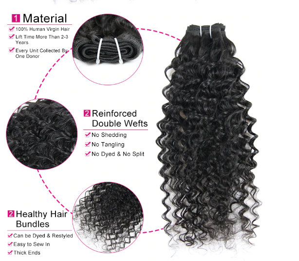 Deep Wave 1PCS Bundles 100% Human Hair Extensions Deep Curly Double Wefts Natural Color Berrys Peruvian Raw Hair