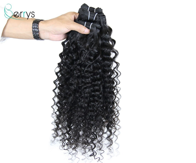 Deep Wave 1PCS Bundles 100% Human Hair Extensions Deep Curly Double Wefts Natural Color Berrys Peruvian Raw Hair