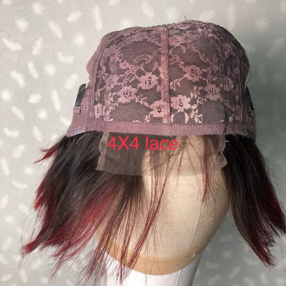 New Arrival Popular #4/99j colorful Wig 4x4 lace closure bob wigs in straight hair