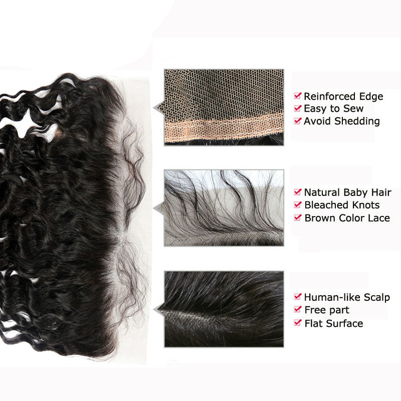 Berrys Fashion Hair Deep Wave 2 Bundles + 1 Frontal,100% Virgin Human Virgin Hair with Bleacked Knots,No Tangle No Shedding
