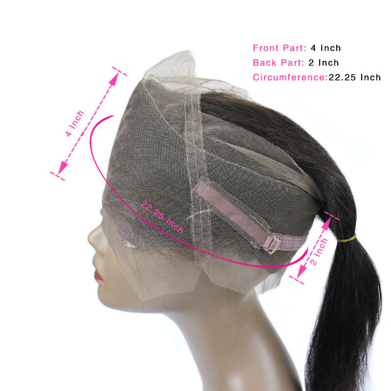 360 Straight Lace Frontal 22*4" Pre Plucked with Adjust Strand Elastic Band Bleached Knots Virgin Hair Frontal Berrys Fashion