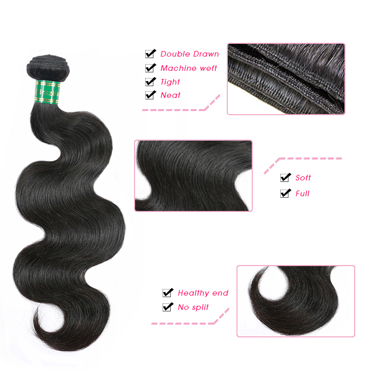 Beautiful Fashion Hair Products 3pcs Unprocessed Body Wave Brazilian Virgin Hair with 1pc Lace Closure 5x5 with Baby Hair and Bleached Knots