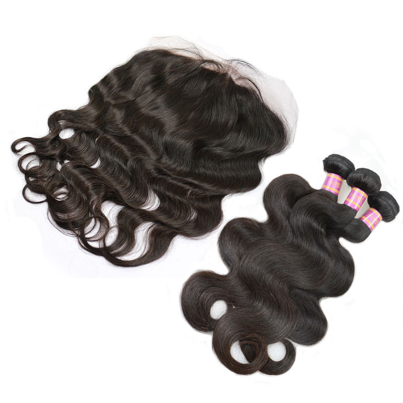 13*6 Lace Frontal with 3 Bundles 100% Virgin Human Body Wave Hair