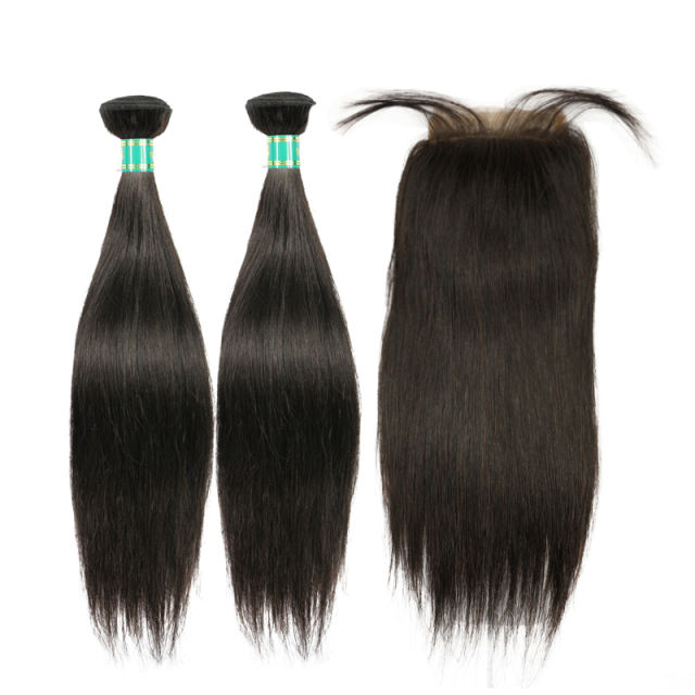 Berrys Fashion Straight Hair 2 Bundles +4*4 Closure Unprocessed Berrys 100% Virgin Human Hair Products Free Tangle Free Shedding, No Bad Smell