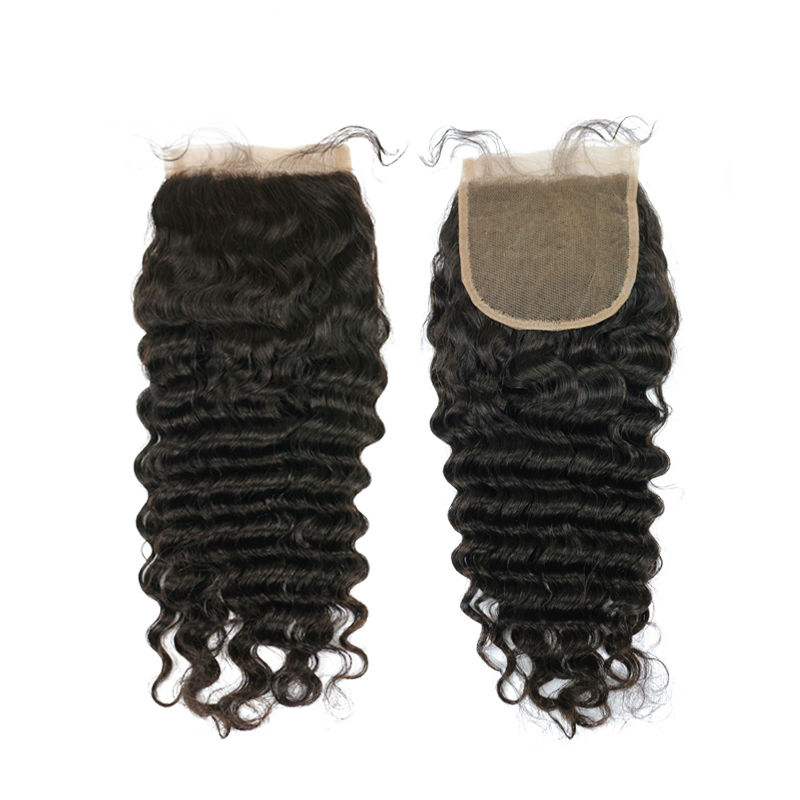 Deep/loose Wave Hair 3 Bundles & 1 Closure 4 PCS Top Quality Yellow Band 100% Virgin Human Hair, can Be Dyed