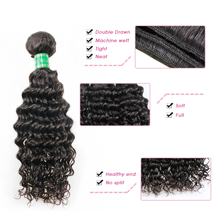 Deep Wave Human Hair 2 Bundles + Lace 13*6 Frontal Virgin Hair 100% Unprocessed Virgin Human Berrys Hair Product