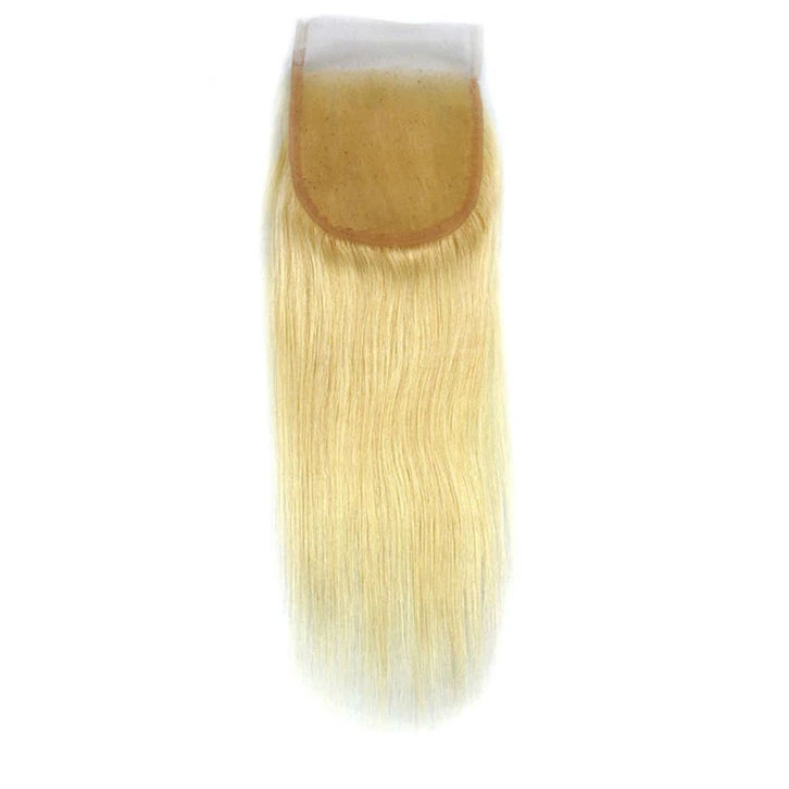 #613 Blonde Straight Lace Closure 4*4 Medium Brown Lace Base 150% Density