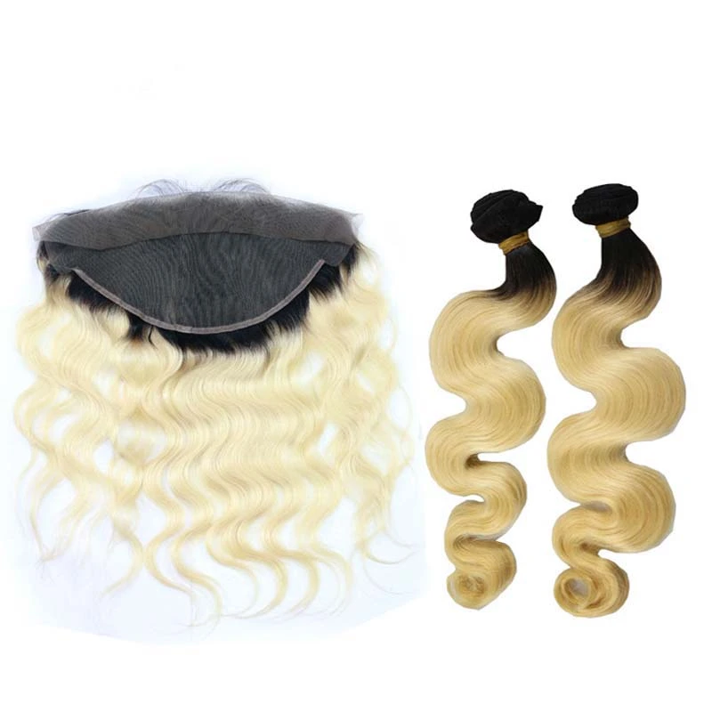 1b # 613 Body Wave Human Hair 2 Bundles + 13*4 Lace Frontal ,100% Virgin Human Hair Berrys Fashion Hair Products