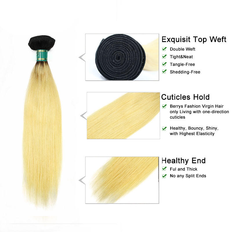 Yellow Band Top Quality 1B/613 Straight &amp; Body Wave Hair 100% Human Virgin Hair