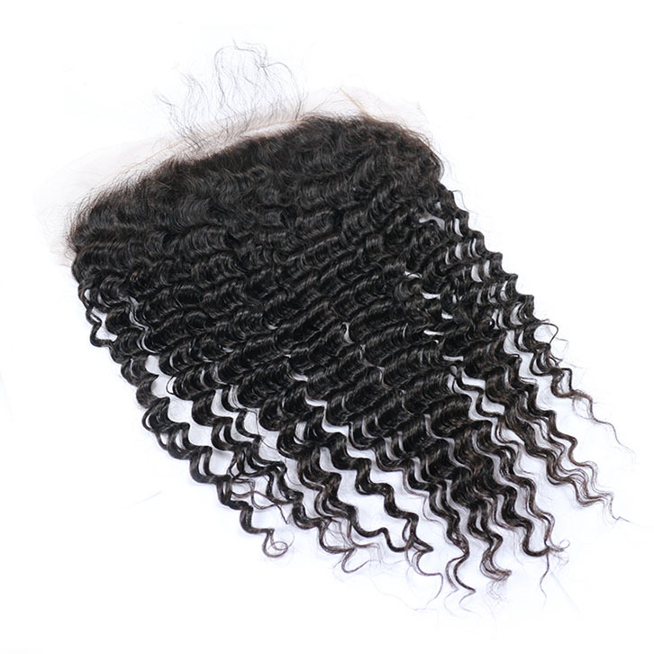 1pc 13*6 Deep Wave/Curly Lace Frontal Free Part Bleached Knots 100% Virgin Unprocessed Human Hair Berrys Fashion