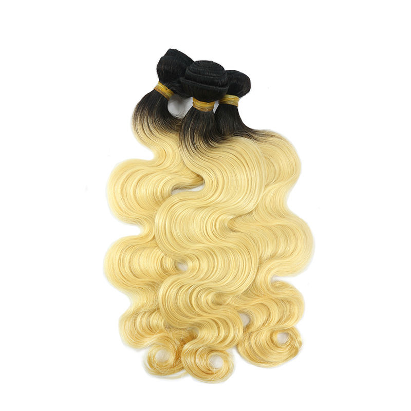 Yellow Band Virgin Human Hair Brazilian body Wave With Black Roots 1b/#613 Color Can Be Dyed And Bleached Berrys Fashion