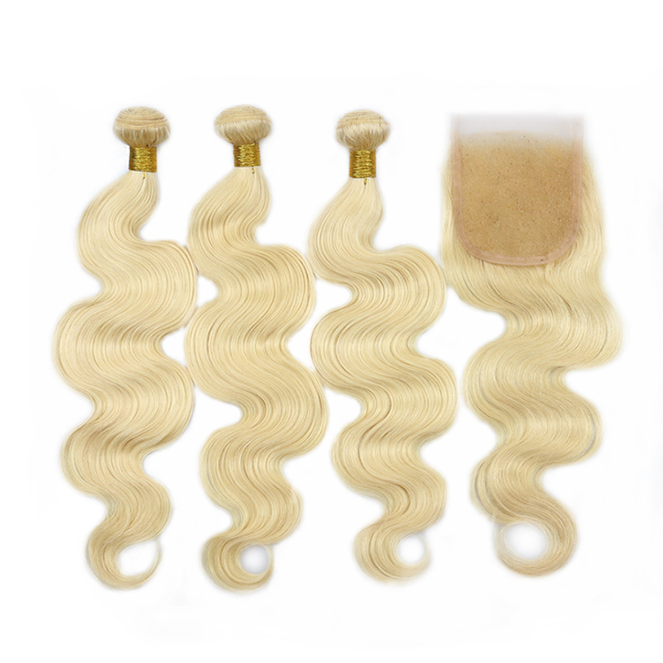 Berrys Fashion Hair 3pcs Brazilian Body Wave Blonde #613 with 1pc Lace Closure Virgin Human Hair Unprocessed Hair Products