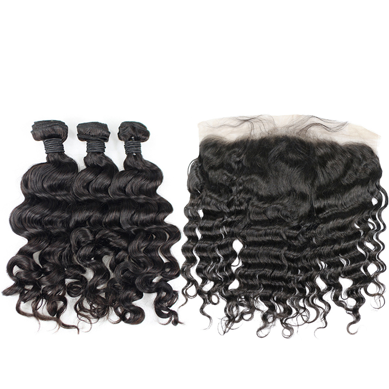 Berrys Fashion  Loose Wave Hair 3 Bundles & 1 Frontal 100% Remy Human Hair with Afforable Price