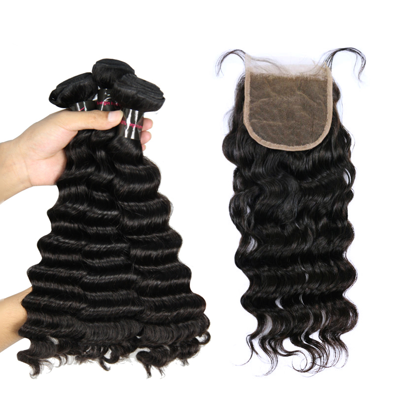 Loose Wave Hair 3 Bundles & 1 Closure 4 PCS / Lot with High Quality,New Arrival Malaysian Hair 100% Virgin Human Hair, can be Dyed